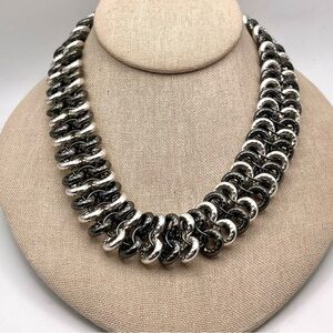 Designer ALFANI Silver and Black Chainmaille Necklace Stylish